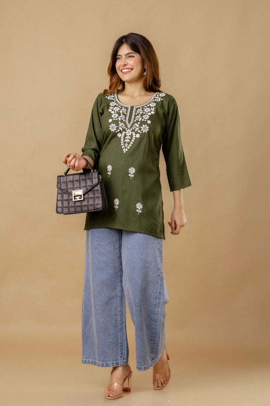 Women Short Kurti- Rayan Embroidary