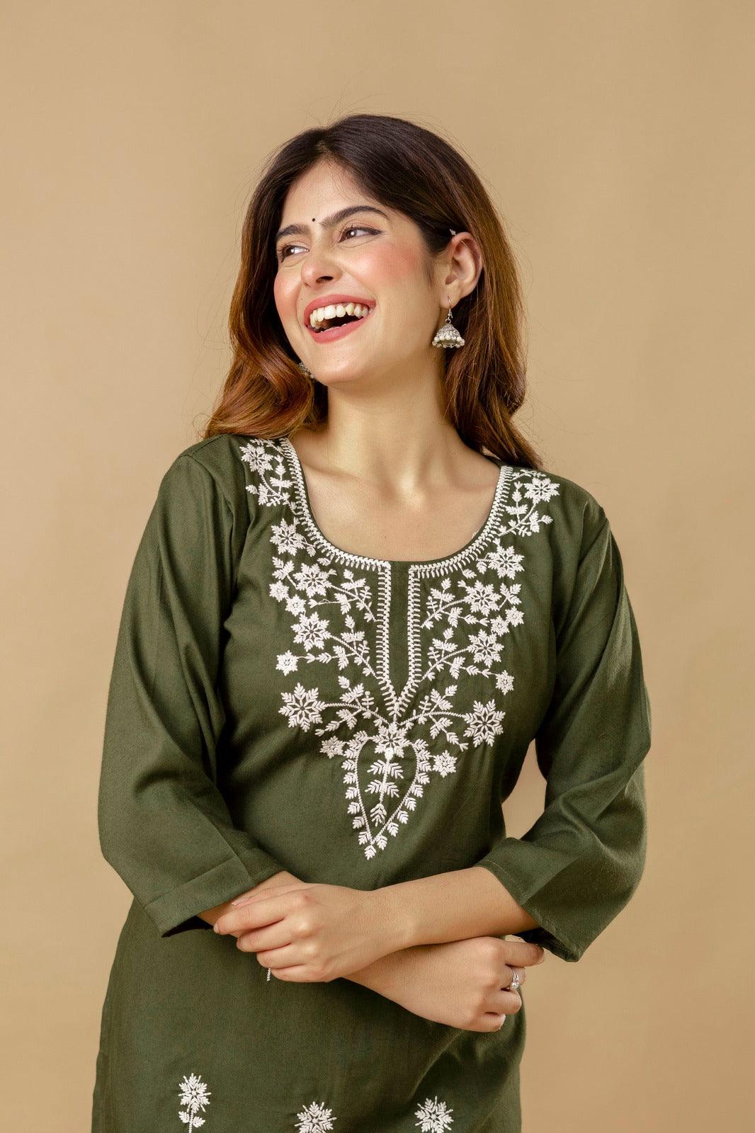 Women Short Kurti- Rayan Embroidary